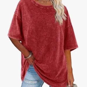 Dark Red Oversized Cotton T-Shirt